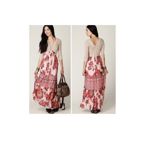 Free People Women’s Maxi Dress Boho Rose Floral Sz Small S - Picture 9 of 9